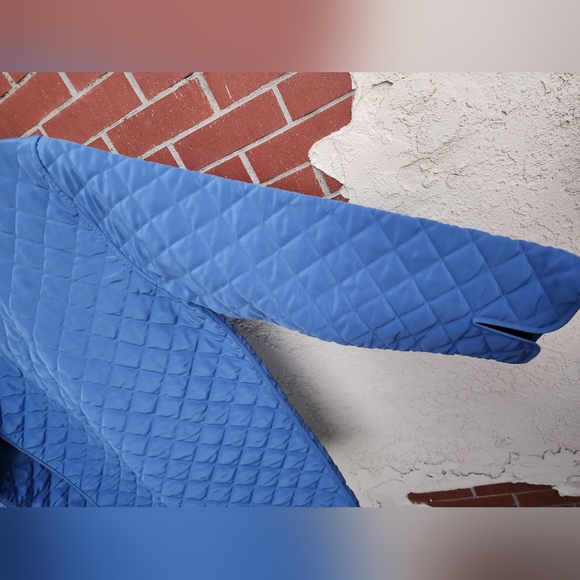 SMALL women AVON blue quilted jacket long sleeve collar snap buttons lightweight - Picture 15 of 16